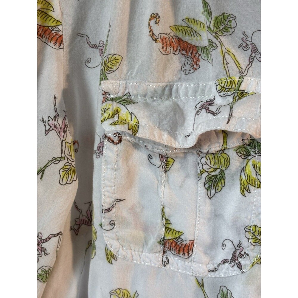Anthropologie Maeve Jungle Tigers Tropical Print Long Sleeve Blouse size 0 - Picture 6 of 9